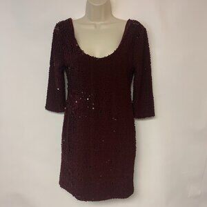 BB Dakota Dress Burgundy Sequins Mini Bodycon Prom Disco Formal NWT Womens SZ S